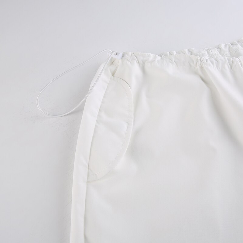 Sweetown Casual Baggy Wide Leg Sweatpants White Loose Drawstring Low Waist Streetwear Cargo Pants Womens Hippie Joggers Trousers