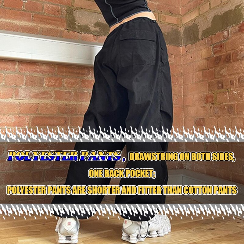 Sweetown Casual Baggy Wide Leg Sweatpants White Loose Drawstring Low Waist Streetwear Cargo Pants Womens Hippie Joggers Trousers