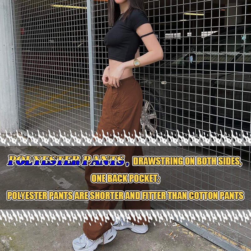 Sweetown Casual Baggy Wide Leg Sweatpants White Loose Drawstring Low Waist Streetwear Cargo Pants Womens Hippie Joggers Trousers