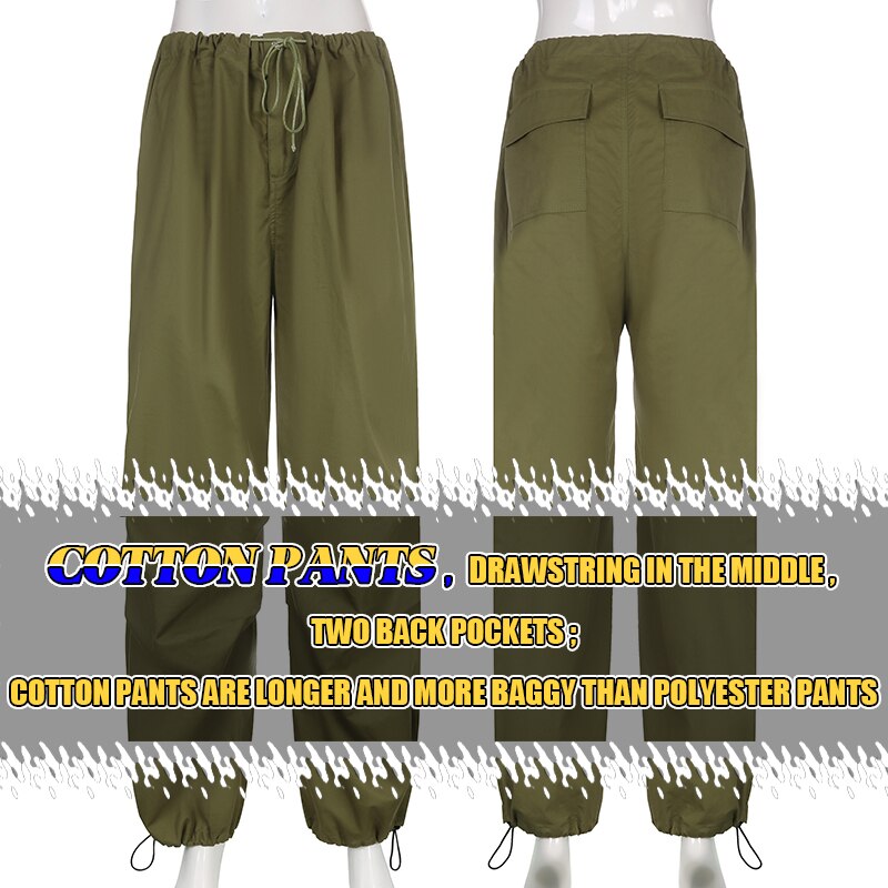 Sweetown Casual Baggy Wide Leg Sweatpants White Loose Drawstring Low Waist Streetwear Cargo Pants Womens Hippie Joggers Trousers