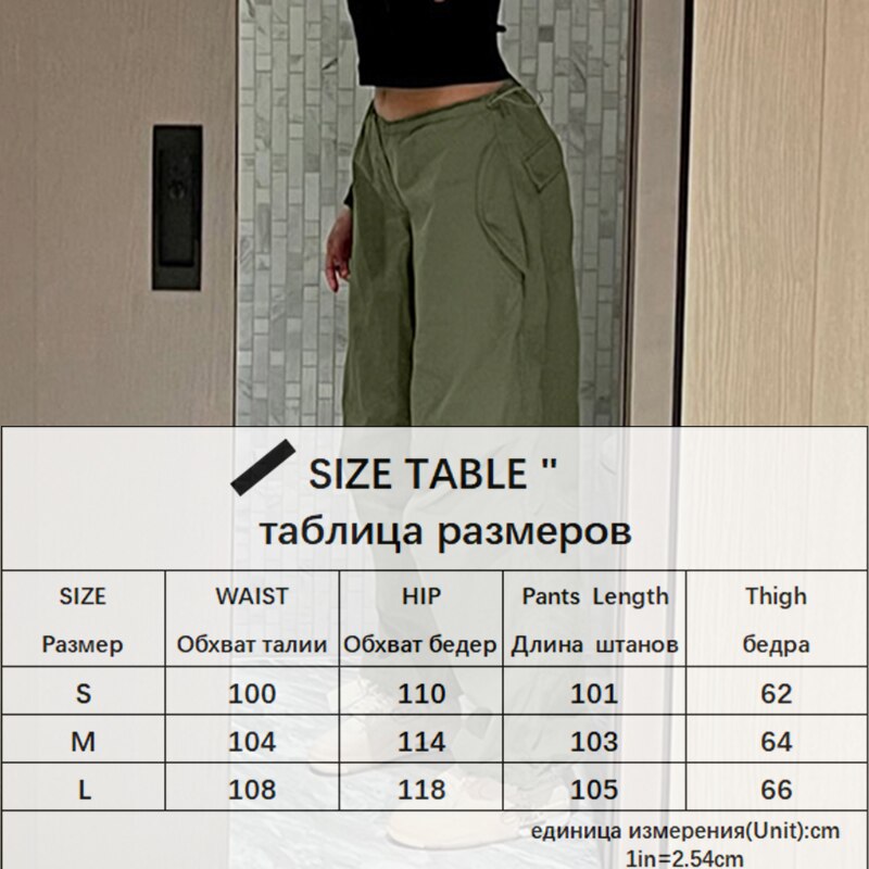 Sweetown Casual Baggy Wide Leg Sweatpants White Loose Drawstring Low Waist Streetwear Cargo Pants Womens Hippie Joggers Trousers