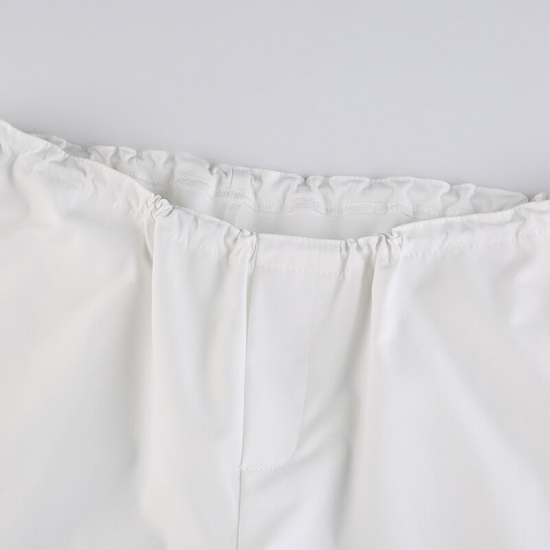 Sweetown Casual Baggy Wide Leg Sweatpants White Loose Drawstring Low Waist Streetwear Cargo Pants Womens Hippie Joggers Trousers