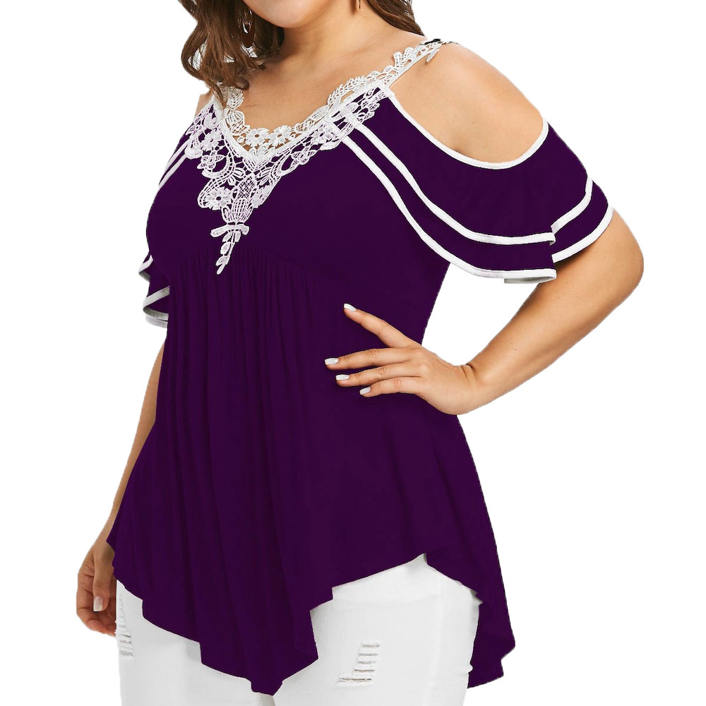 Loose Blouses Women Tops Street Wear Off Shoulder Lace Tee Shirt Tunic Tops Female Clothing Plus Large Size 3XL 4XL 5XL Loose Blouses Women Tops Street Wear Off Shoulder Lace Tee Shirt Tunic Tops Female Clothing Plus Large Size 3XL 4XL 5XL