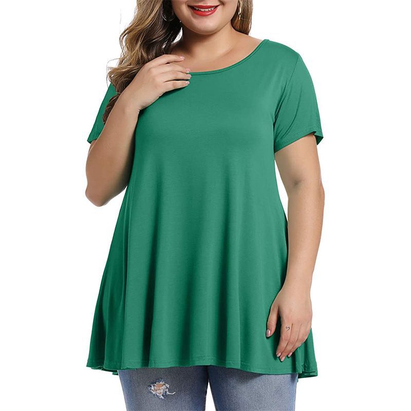 Women's Plus Size Long T-shirts Summer Casual Solid Polyester Loose Tops Tees 6XL Large Size T Shirts Women's Clothing