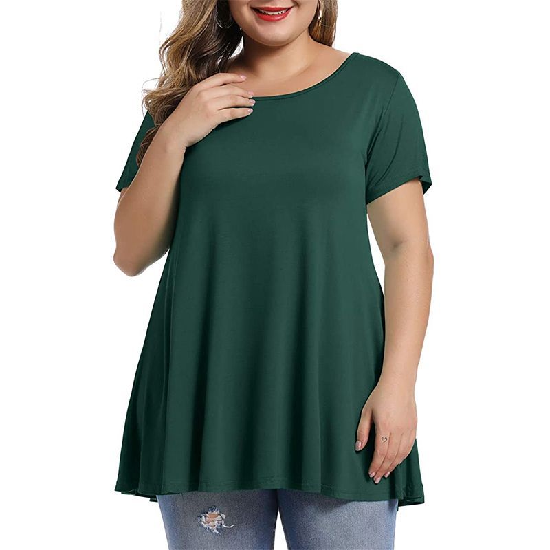 Women's Plus Size Long T-shirts Summer Casual Solid Polyester Loose Tops Tees 6XL Large Size T Shirts Women's Clothing