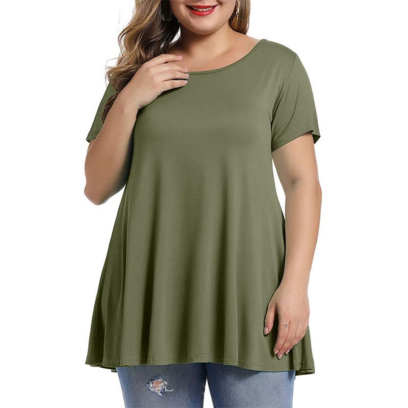 Women's Plus Size Long T-shirts Summer Casual Solid Polyester Loose Tops Tees 6XL Large Size T Shirts Women's Clothing