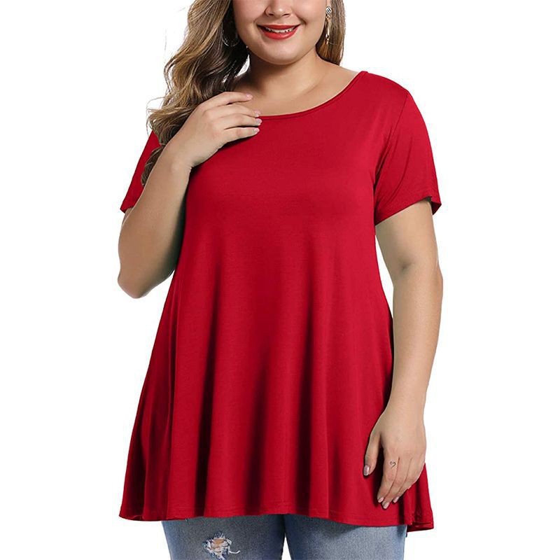 Women's Plus Size Long T-shirts Summer Casual Solid Polyester Loose Tops Tees 6XL Large Size T Shirts Women's Clothing