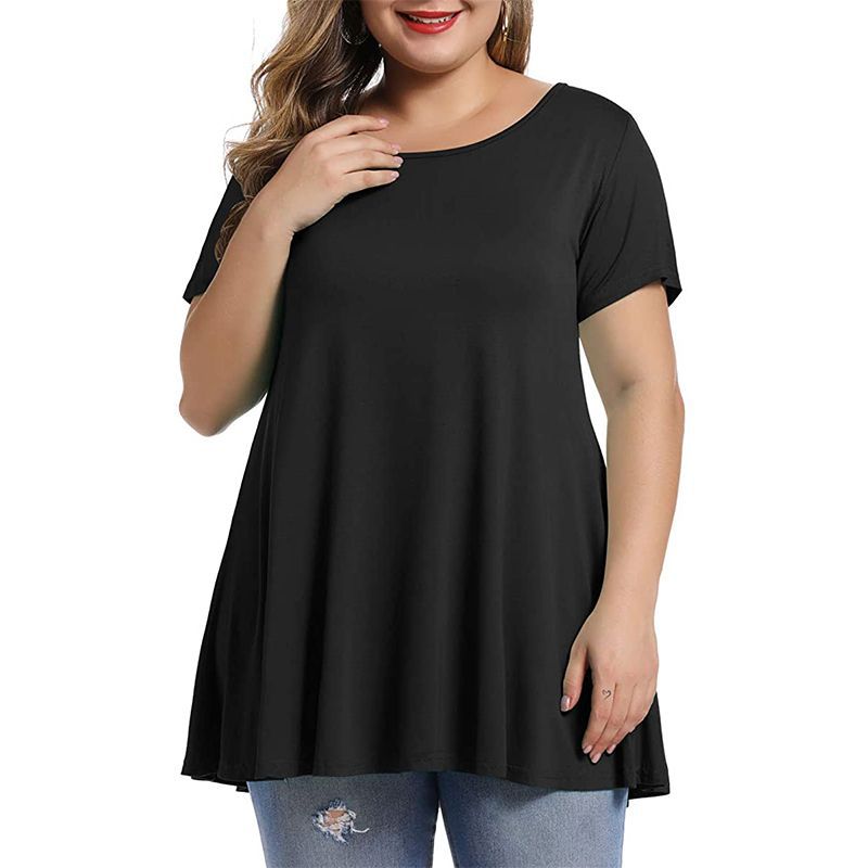Women's Plus Size Long T-shirts Summer Casual Solid Polyester Loose Tops Tees 6XL Large Size T Shirts Women's Clothing