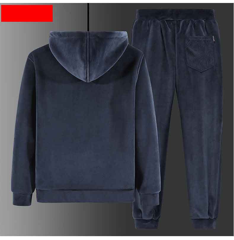 Brand Men Tracksuit Thick Warm Casual Zipper Sweatshirt Hooded+Elastic Pants 2 Pieces Set Winter Fleece Gyms Jogger Sportswear