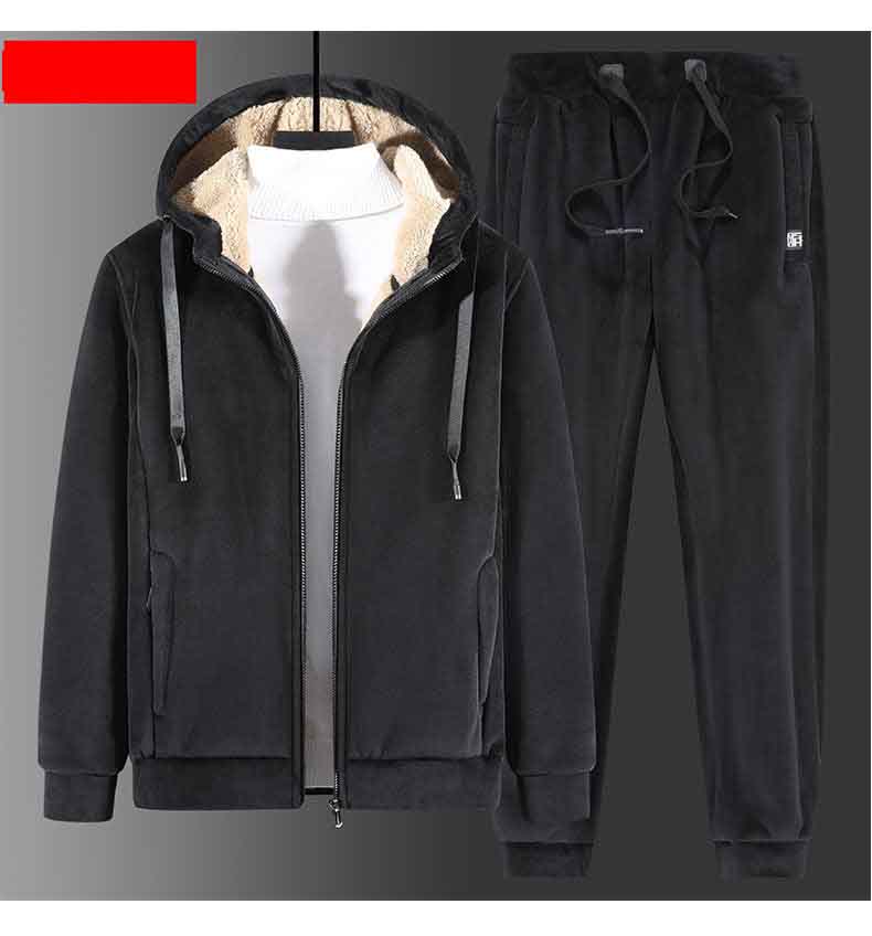Brand Men Tracksuit Thick Warm Casual Zipper Sweatshirt Hooded+Elastic Pants 2 Pieces Set Winter Fleece Gyms Jogger Sportswear