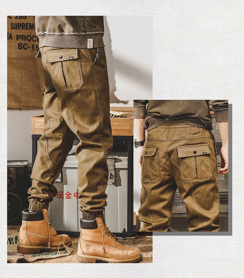 American Vintage Cargo Pants Men Jogging Casual Pants Length Military Mens Streetwear Mens Work Tactical Tracksuit Trousers