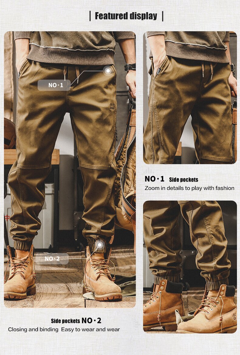 American Vintage Cargo Pants Men Jogging Casual Pants Length Military Mens Streetwear Mens Work Tactical Tracksuit Trousers
