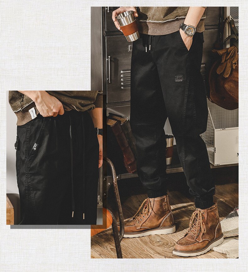 American Vintage Cargo Pants Men Jogging Casual Pants Length Military Mens Streetwear Mens Work Tactical Tracksuit Trousers