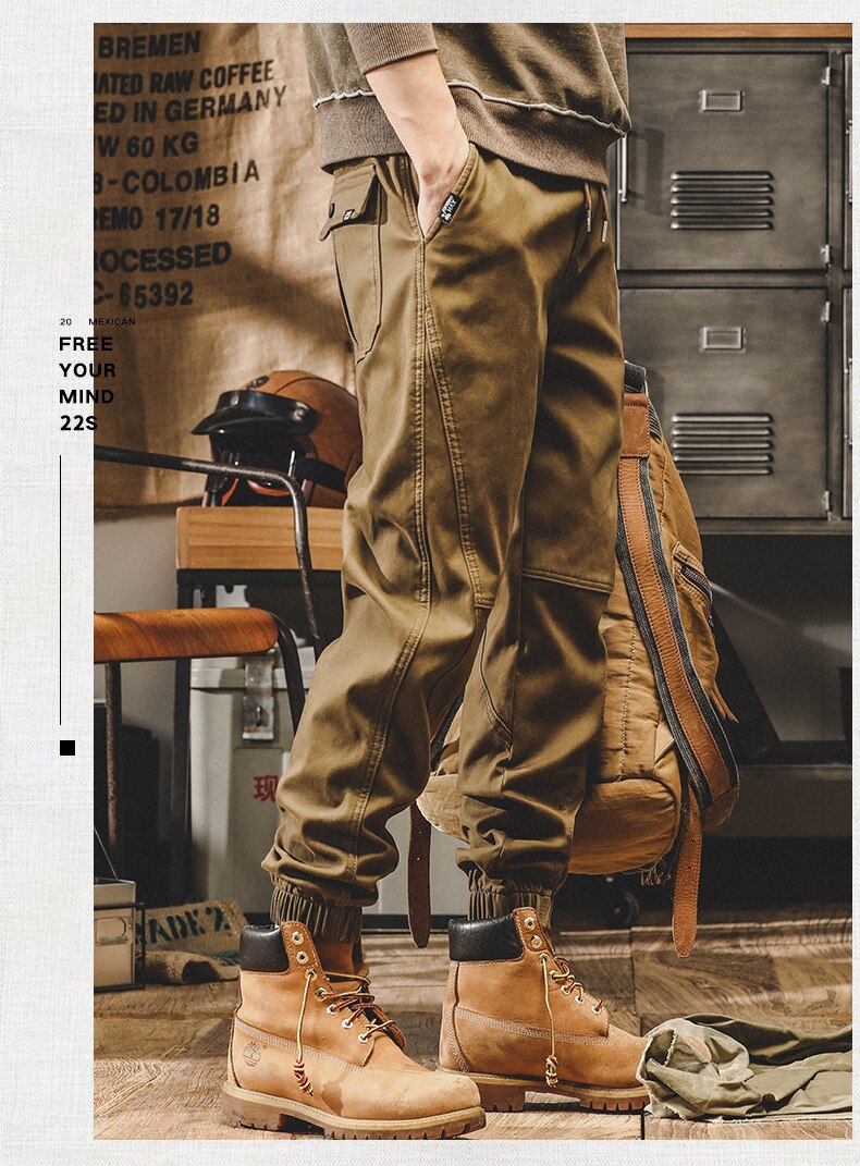 American Vintage Cargo Pants Men Jogging Casual Pants Length Military Mens Streetwear Mens Work Tactical Tracksuit Trousers