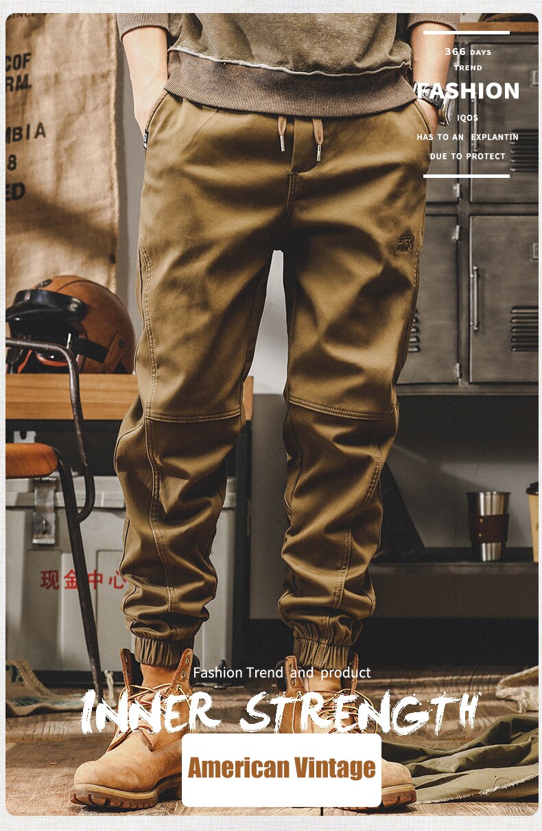 American Vintage Cargo Pants Men Jogging Casual Pants Length Military Mens Streetwear Mens Work Tactical Tracksuit Trousers