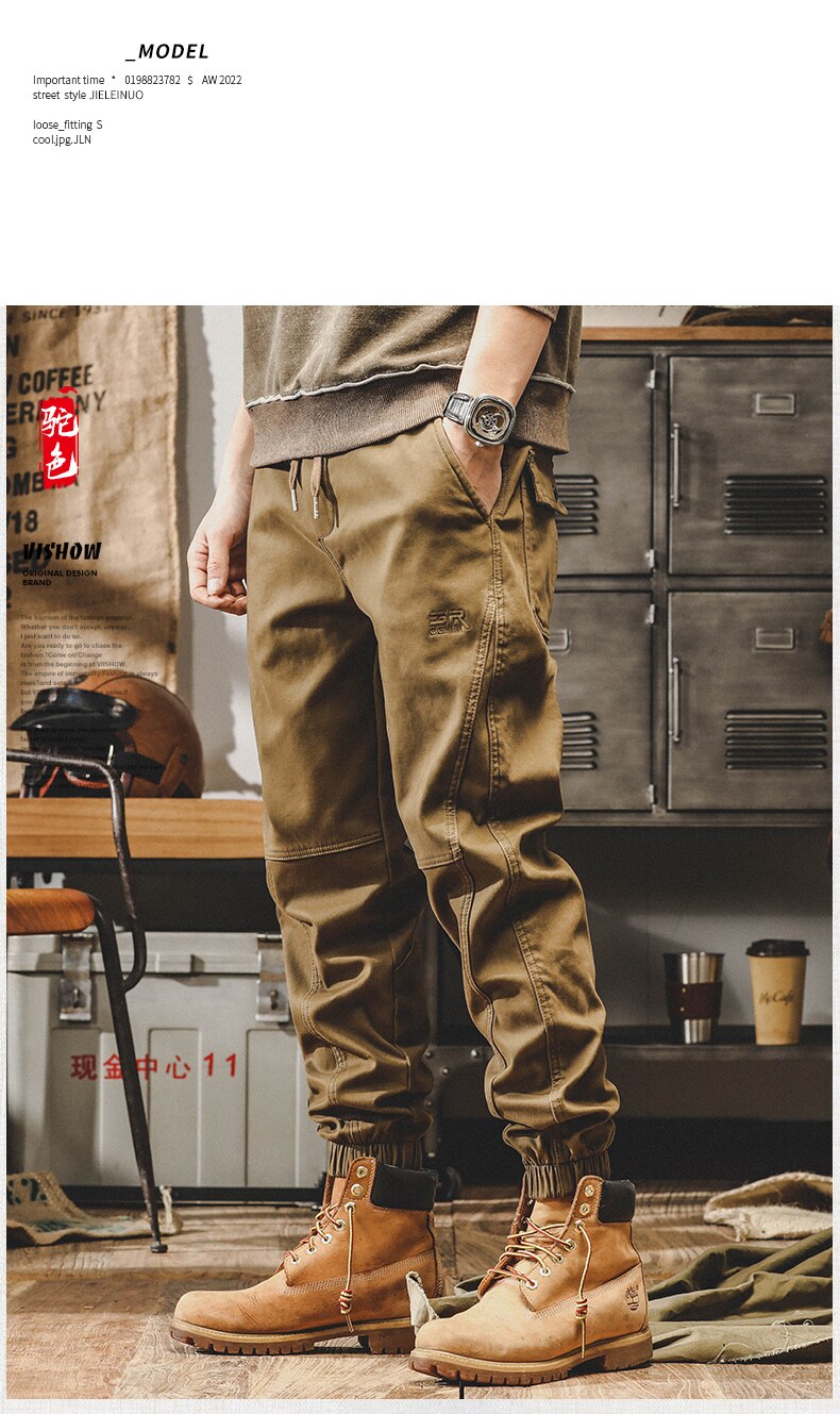American Vintage Cargo Pants Men Jogging Casual Pants Length Military Mens Streetwear Mens Work Tactical Tracksuit Trousers