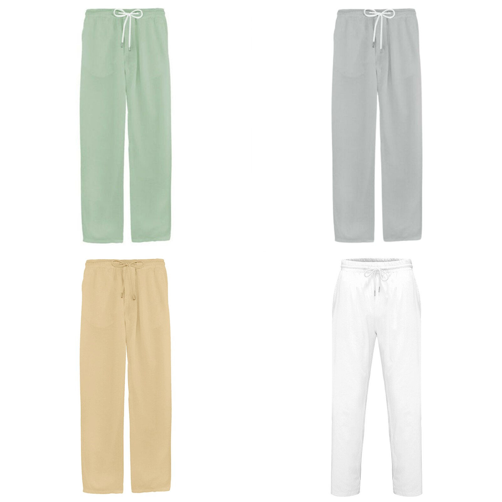 Men's Cotton Linen Pants Casual Drawstring Beach Yoga Loose Long Trousers Drawstring Unisex Clothing Elastic Waist With Pockets Men's Cotton Linen Pants Casual Drawstring Beach Yoga Loose Long Trousers Drawstring Unisex Clothing Elastic Waist With Pockets