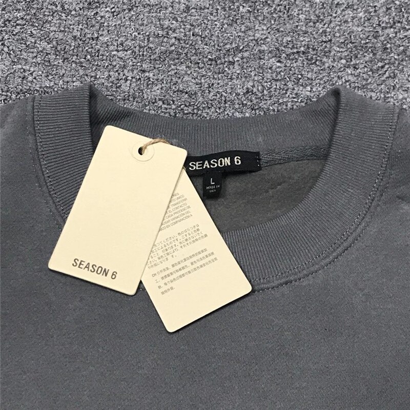 Oversize Kanye West Season 6 Hoodie Solid Men Women 1:1 High Quality Inside Velvet Tag Label Pullovers Sweatshirts