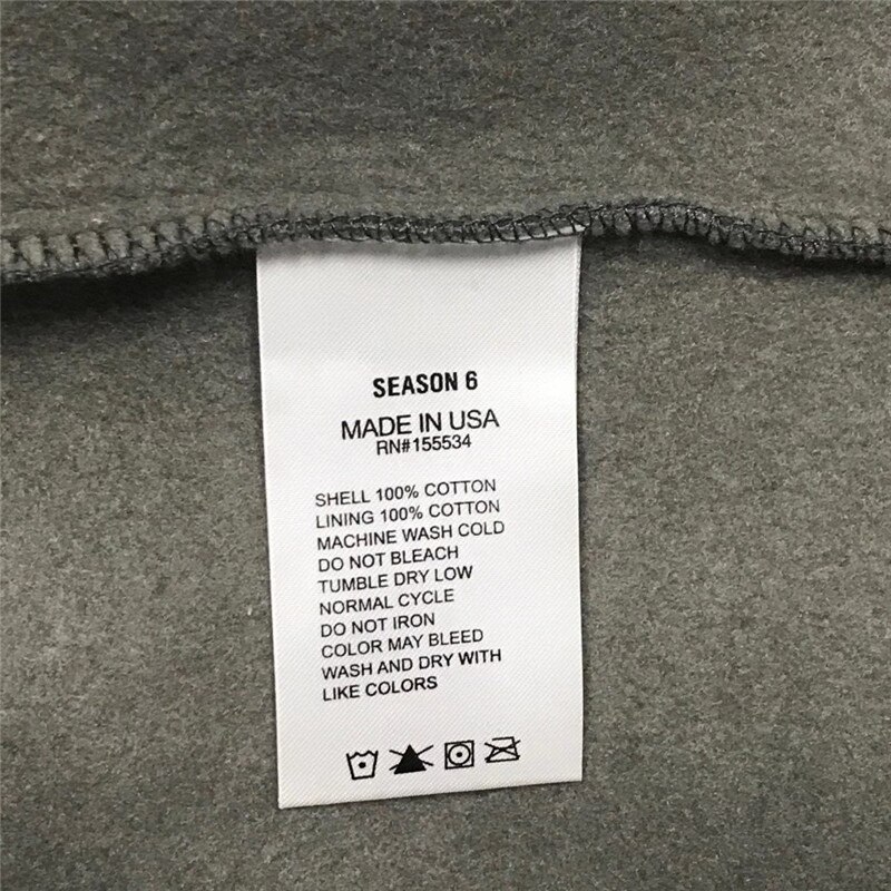 Oversize Kanye West Season 6 Hoodie Solid Men Women 1:1 High Quality Inside Velvet Tag Label Pullovers Sweatshirts