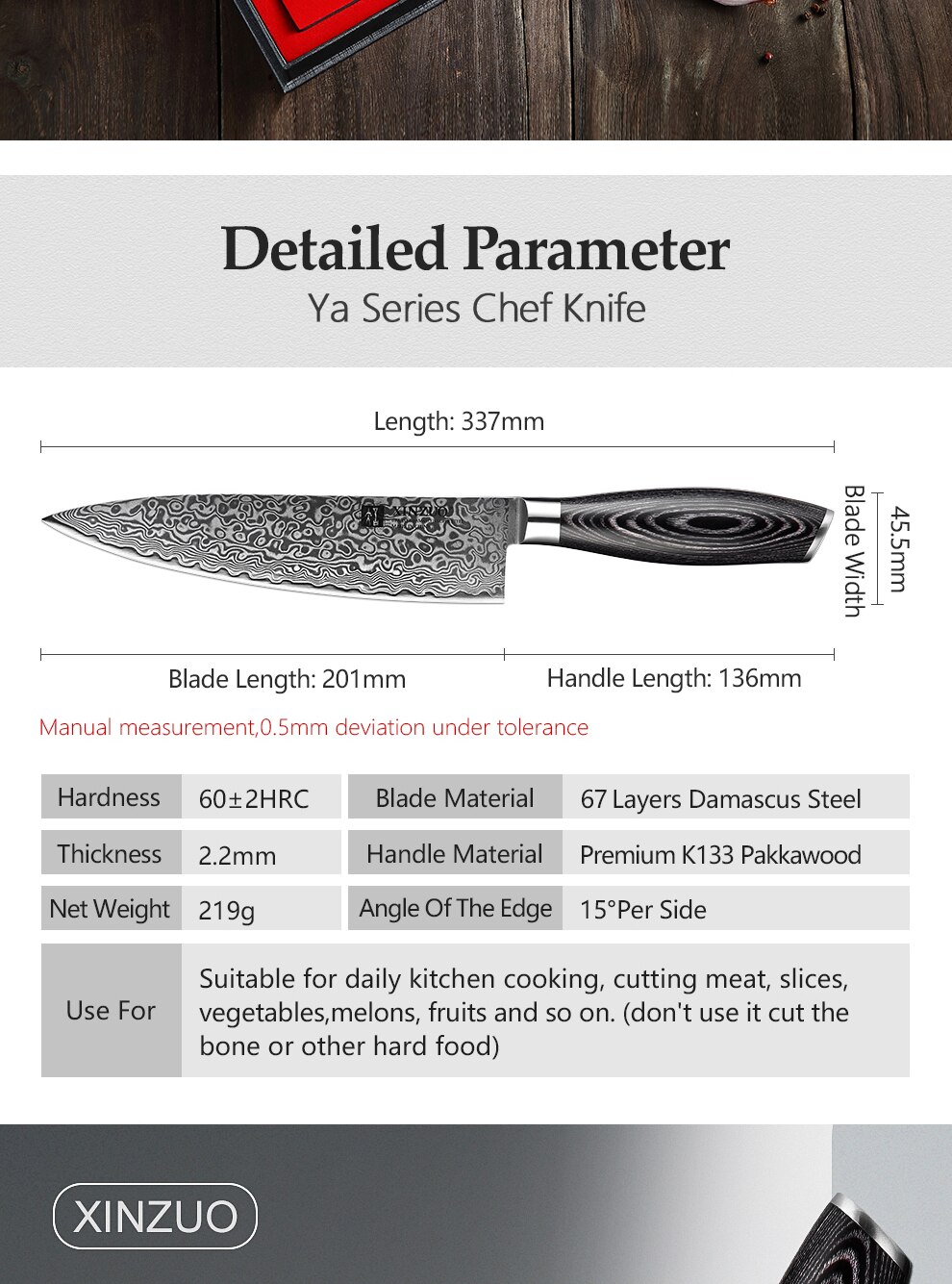 XINZUO 8'' Chef Knife Gyuto Knife Japanese Style VG10 Damascus Kitchen Knives Stainless Steel Butcher Knife Pakka Wood Handle XINZUO 8'' Chef Knife Gyuto Knife Japanese Style VG10 Damascus Kitchen Knives Stainless Steel Butcher Knife Pakka Wood Handle