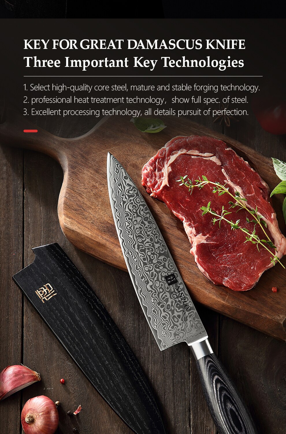 XINZUO 8'' Chef Knife Gyuto Knife Japanese Style VG10 Damascus Kitchen Knives Stainless Steel Butcher Knife Pakka Wood Handle XINZUO 8'' Chef Knife Gyuto Knife Japanese Style VG10 Damascus Kitchen Knives Stainless Steel Butcher Knife Pakka Wood Handle