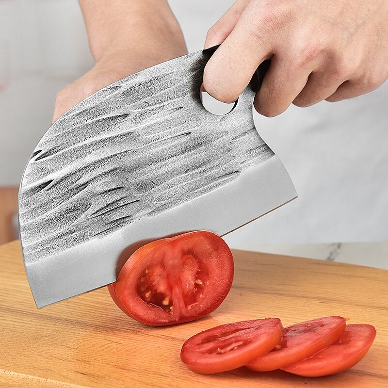 Kitchen Chef Knife with Finger Hole Handmade Forged Stainless Steel Bone Chopping Meat Vegetables Slicing Cleaver Butcher Knife Kitchen Chef Knife with Finger Hole Handmade Forged Stainless Steel Bone Chopping Meat Vegetables Slicing Cleaver Butcher Knife