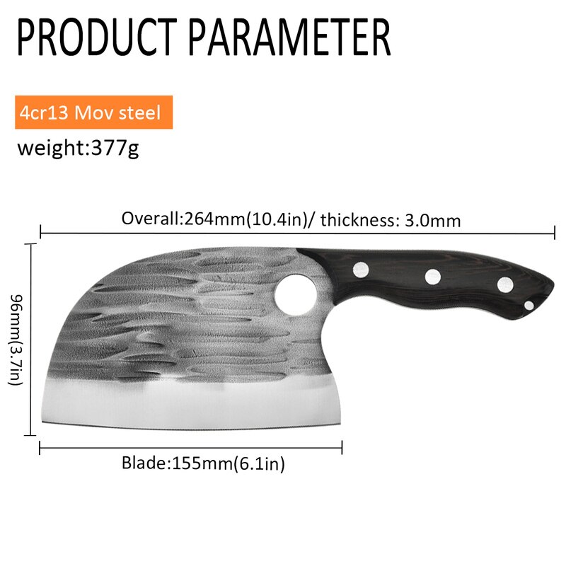 Kitchen Chef Knife with Finger Hole Handmade Forged Stainless Steel Bone Chopping Meat Vegetables Slicing Cleaver Butcher Knife Kitchen Chef Knife with Finger Hole Handmade Forged Stainless Steel Bone Chopping Meat Vegetables Slicing Cleaver Butcher Knife