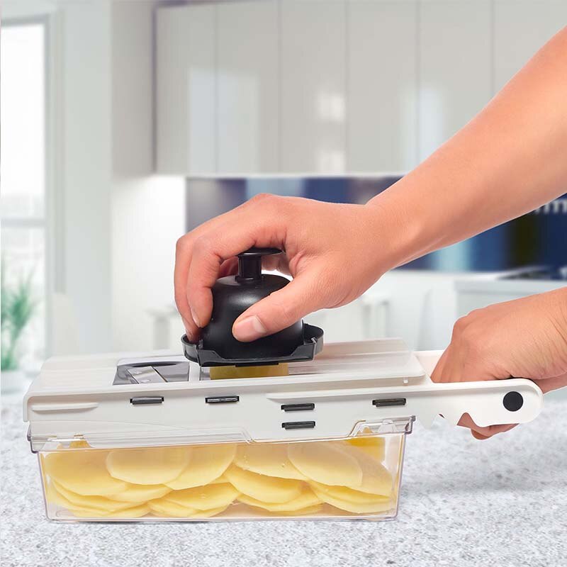 LHS Mandalin Slicer with Container Multifunctional 5 Types Steel Blade Vegetable Dicer Fruit Cut Shredder Grater Manual Peeler LHS Mandalin Slicer with Container Multifunctional 5 Types Steel Blade Vegetable Dicer Fruit Cut Shredder Grater Manual Peeler