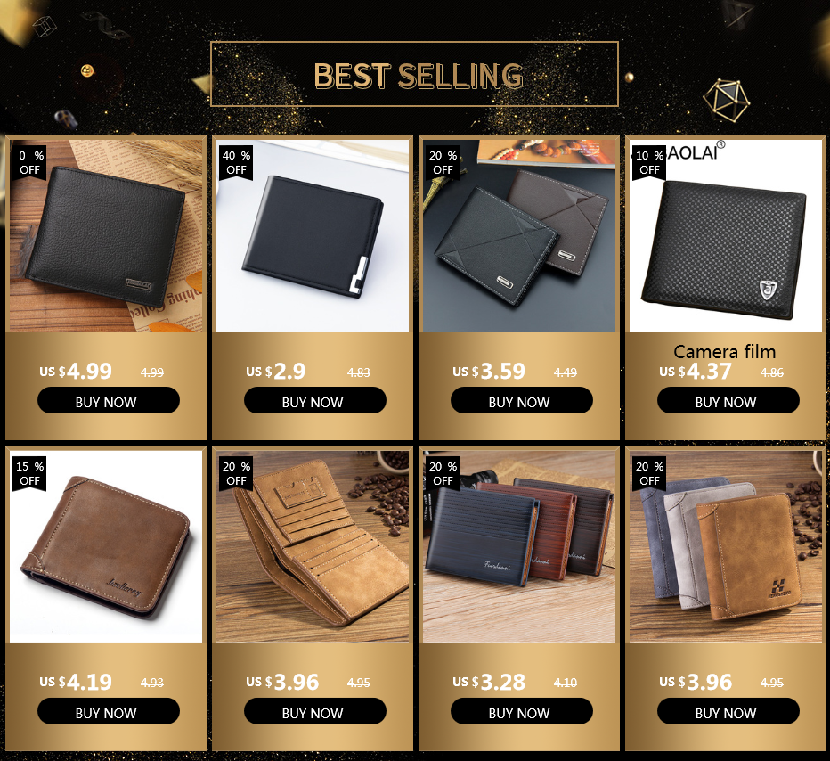 Men's Wallet Leather Billfold Slim Hipster Cowhide Credit Card/ID Holders Inserts Coin Purses Luxury Business Foldable Wallet