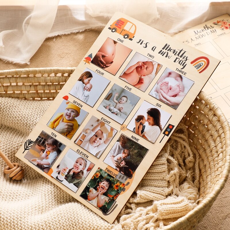 Newborn Memorial Wooden Frame My First Year Baby Keepsake Frame 0-12 Months Pictures Photo Souvenirs Kids Growing Memory Gifts Newborn Memorial Wooden Frame My First Year Baby Keepsake Frame 0-12 Months Pictures Photo Souvenirs Kids Growing Memory Gifts