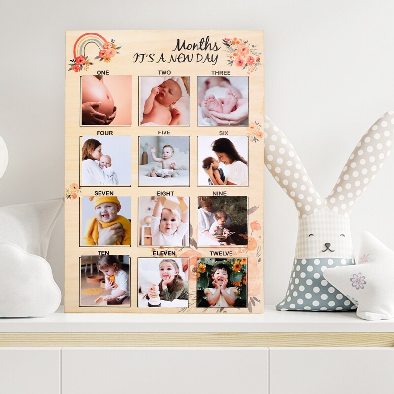 Newborn Memorial Wooden Frame My First Year Baby Keepsake Frame 0-12 Months Pictures Photo Souvenirs Kids Growing Memory Gifts Newborn Memorial Wooden Frame My First Year Baby Keepsake Frame 0-12 Months Pictures Photo Souvenirs Kids Growing Memory Gifts