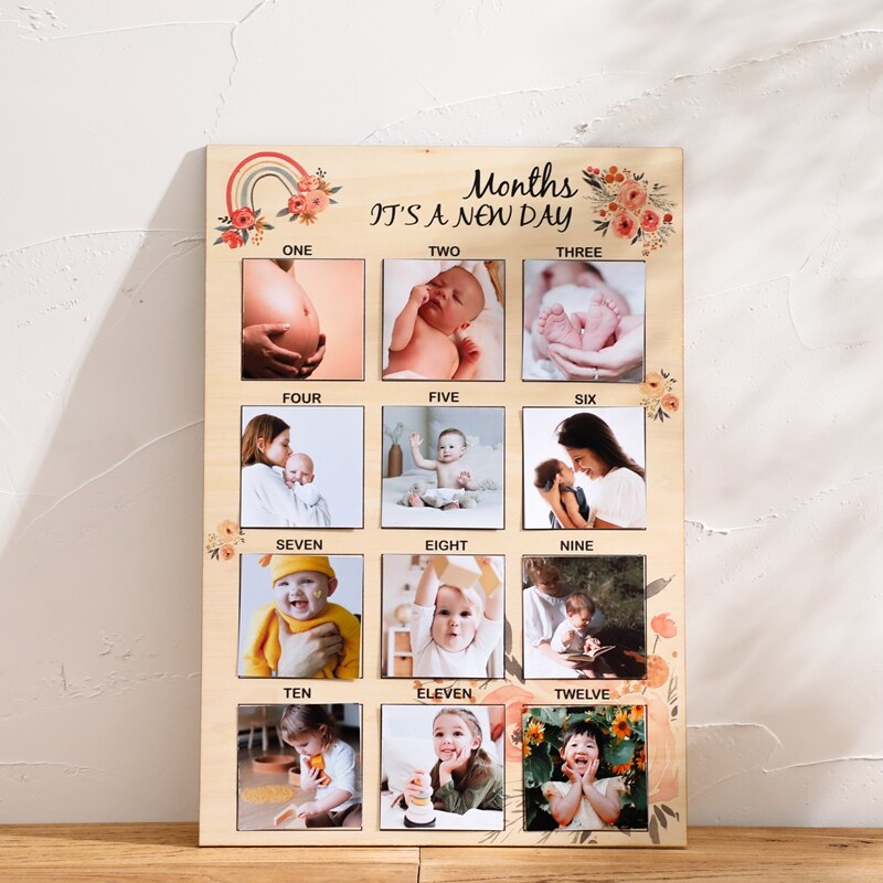 Newborn Memorial Wooden Frame My First Year Baby Keepsake Frame 0-12 Months Pictures Photo Souvenirs Kids Growing Memory Gifts Newborn Memorial Wooden Frame My First Year Baby Keepsake Frame 0-12 Months Pictures Photo Souvenirs Kids Growing Memory Gifts