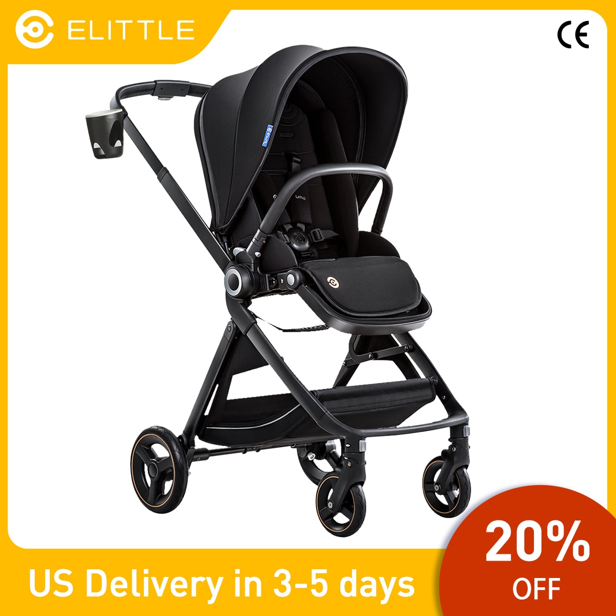 ELITTLE Full Size Compact Baby Stroller EMU Lightweight Foldable High Landscape Cockpit Aluminum Frame Skin Friendly Fabric ELITTLE Full Size Compact Baby Stroller EMU Lightweight Foldable High Landscape Cockpit Aluminum Frame Skin Friendly Fabric