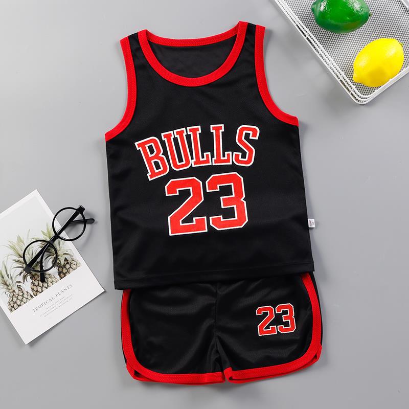 Summer Boys Girl Sports Clothes Suit Basketball New Children's Fashion Leisure LettersT-shirt 2pcs Set Kids Tracksuits