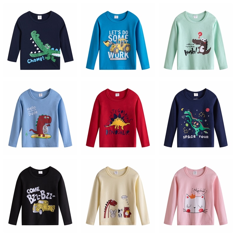 Kids T-shirts 100% Cotton Boy Girl Clothes Monster Astronaut Baby Boys Girls Long Sleeve Tops Child Autumn Sweatshirt Kids T-shirts 100% Cotton Boy Girl Clothes Monster Astronaut Baby Boys Girls Long Sleeve Tops Child Autumn Sweatshirt