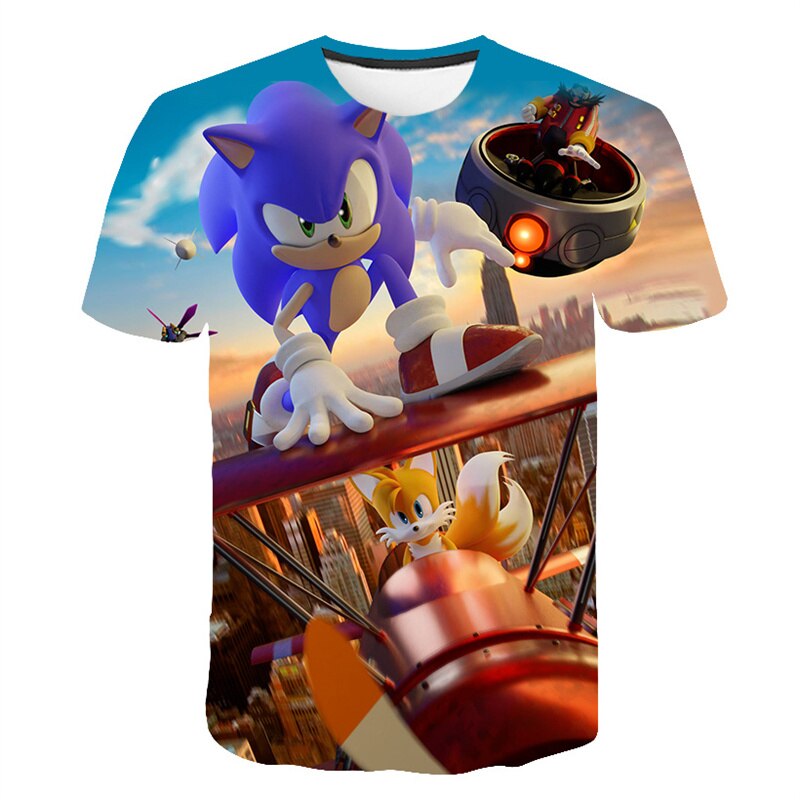 3-14 Years kids Children's Clothing Boys Girls Short Sleeve Sonic Popular T-shirt kids Cartoon Graphic Sweatshirt Clothes Tshirt