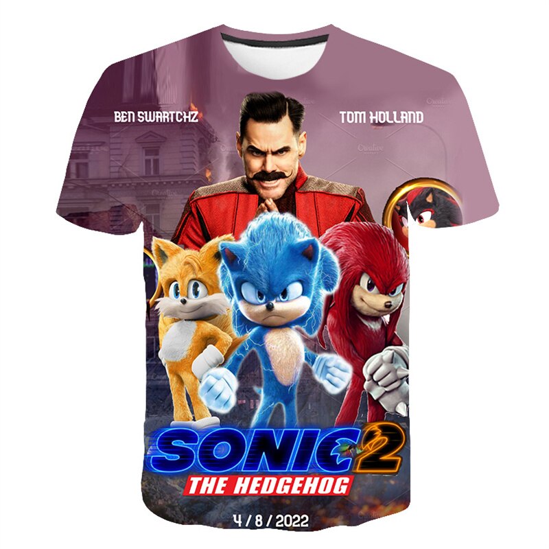 3-14 Years kids Children's Clothing Boys Girls Short Sleeve Sonic Popular T-shirt kids Cartoon Graphic Sweatshirt Clothes Tshirt