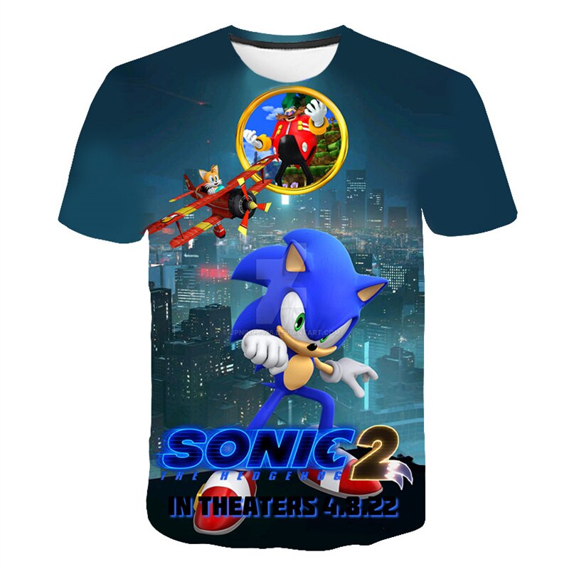3-14 Years kids Children's Clothing Boys Girls Short Sleeve Sonic Popular T-shirt kids Cartoon Graphic Sweatshirt Clothes Tshirt