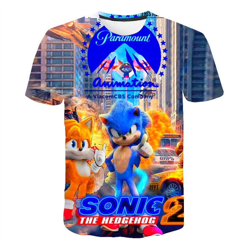 3-14 Years kids Children's Clothing Boys Girls Short Sleeve Sonic Popular T-shirt kids Cartoon Graphic Sweatshirt Clothes Tshirt