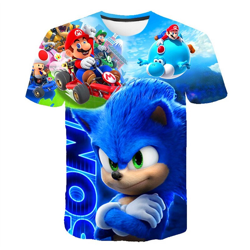3-14 Years kids Children's Clothing Boys Girls Short Sleeve Sonic Popular T-shirt kids Cartoon Graphic Sweatshirt Clothes Tshirt
