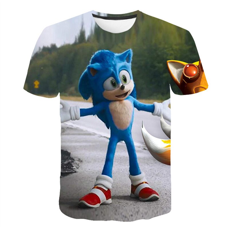 3-14 Years kids Children's Clothing Boys Girls Short Sleeve Sonic Popular T-shirt kids Cartoon Graphic Sweatshirt Clothes Tshirt