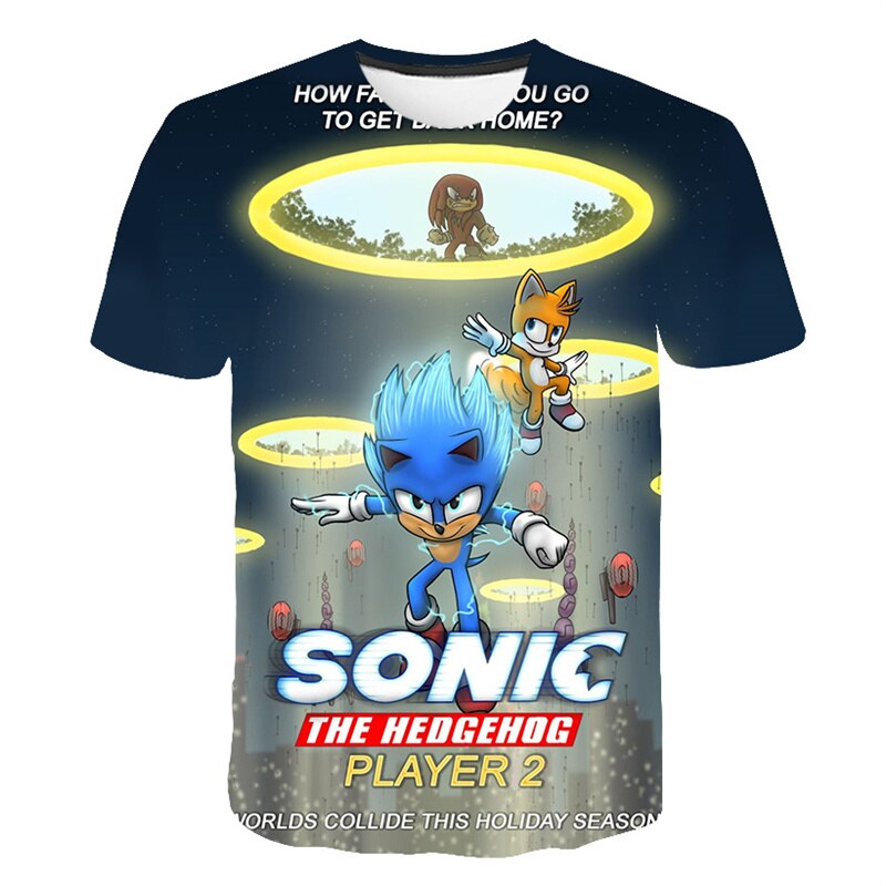 3-14 Years kids Children's Clothing Boys Girls Short Sleeve Sonic Popular T-shirt kids Cartoon Graphic Sweatshirt Clothes Tshirt