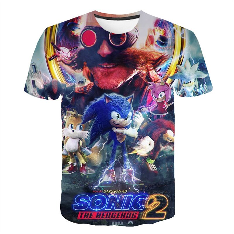 3-14 Years kids Children's Clothing Boys Girls Short Sleeve Sonic Popular T-shirt kids Cartoon Graphic Sweatshirt Clothes Tshirt