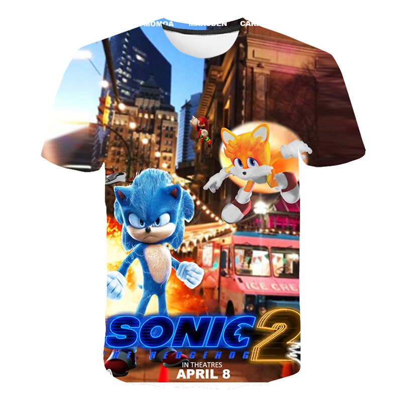3-14 Years kids Children's Clothing Boys Girls Short Sleeve Sonic Popular T-shirt kids Cartoon Graphic Sweatshirt Clothes Tshirt