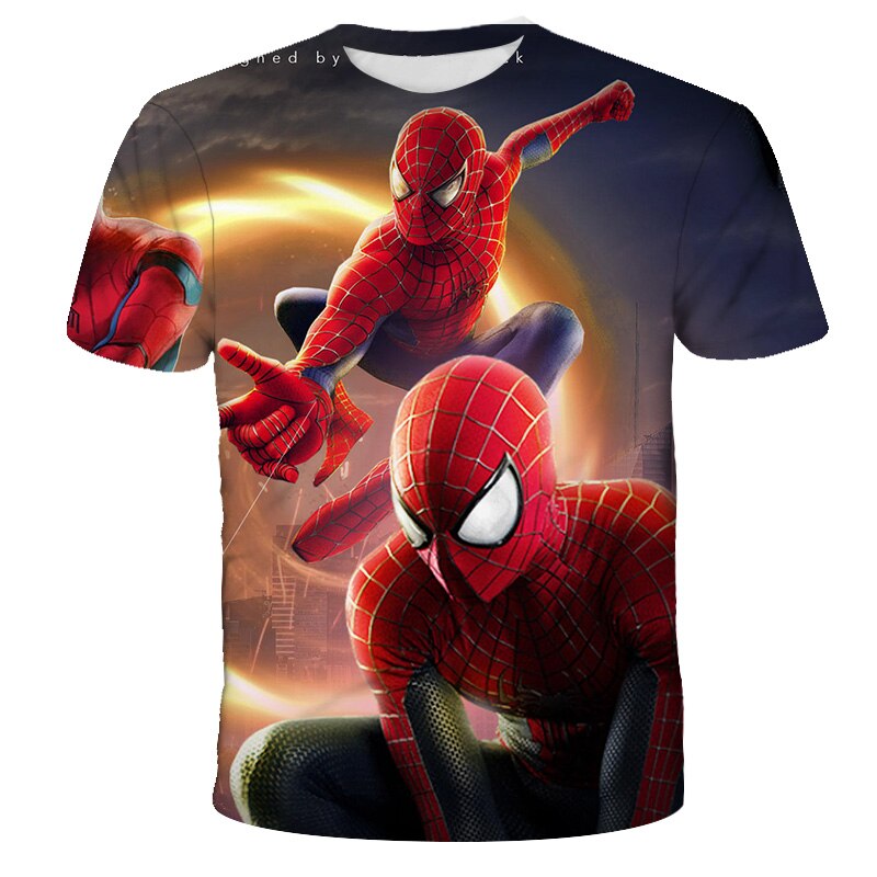 spider-man Print Children Boy Girl Marvel Hulk T-shirt Kids Summer Harajuku Kawaii Funny Little Baby Avengers Clothes Drop Ship