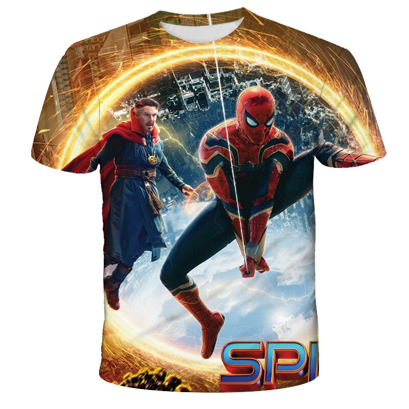 spider-man Print Children Boy Girl Marvel Hulk T-shirt Kids Summer Harajuku Kawaii Funny Little Baby Avengers Clothes Drop Ship