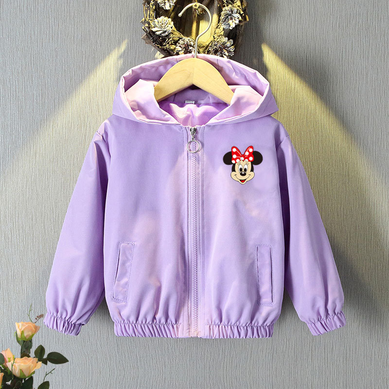 Mickey Mouse Cardigan Jackets Girls Spring Autumn Cartoon Minnie Sports Coats 2-12 Years Kids Disney Outerwear Children Clothes
