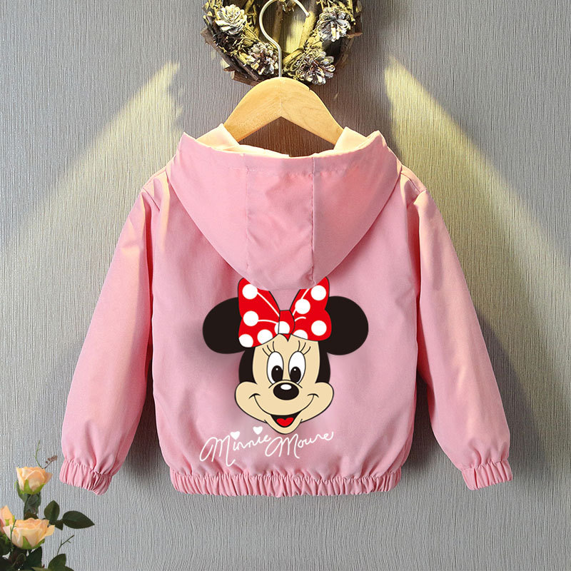 Mickey Mouse Cardigan Jackets Girls Spring Autumn Cartoon Minnie Sports Coats 2-12 Years Kids Disney Outerwear Children Clothes