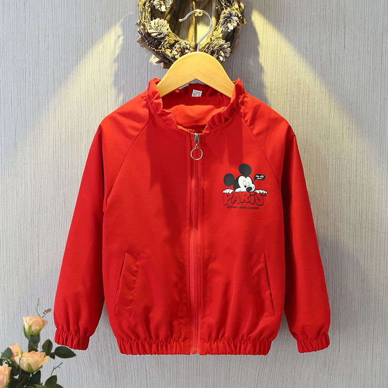 Mickey Mouse Cardigan Jackets Girls Spring Autumn Cartoon Minnie Sports Coats 2-12 Years Kids Disney Outerwear Children Clothes