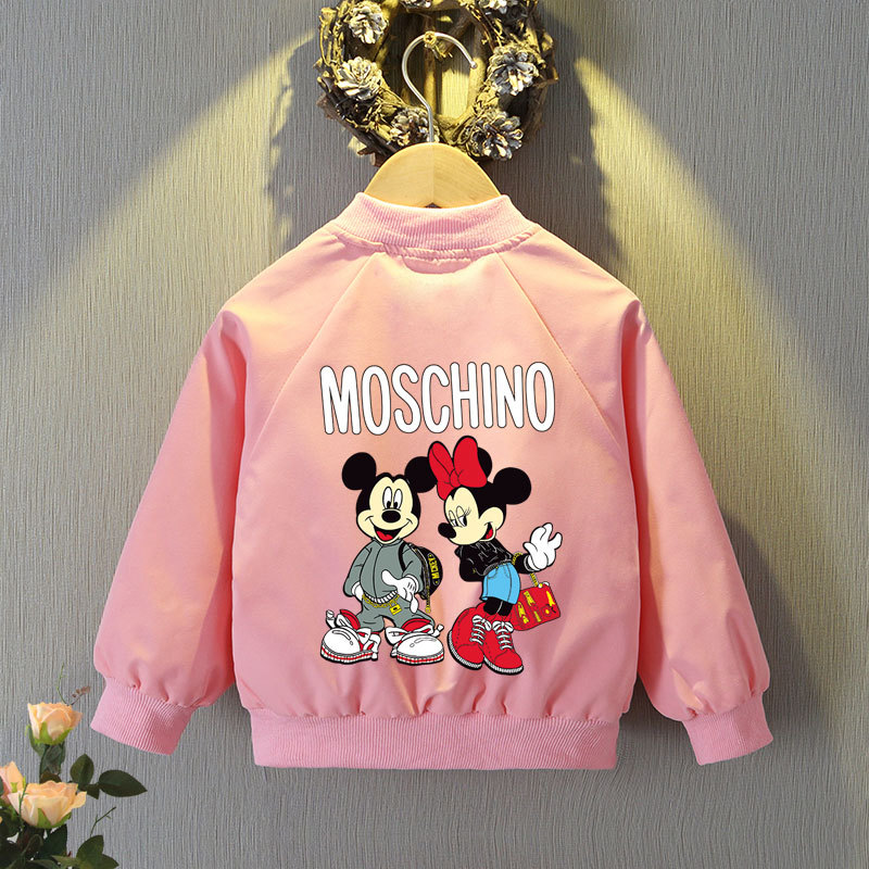 Mickey Mouse Cardigan Jackets Girls Spring Autumn Cartoon Minnie Sports Coats 2-12 Years Kids Disney Outerwear Children Clothes